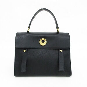 Saint Laurent Yves Muse Two Handbag Black Leather Canvas Bag